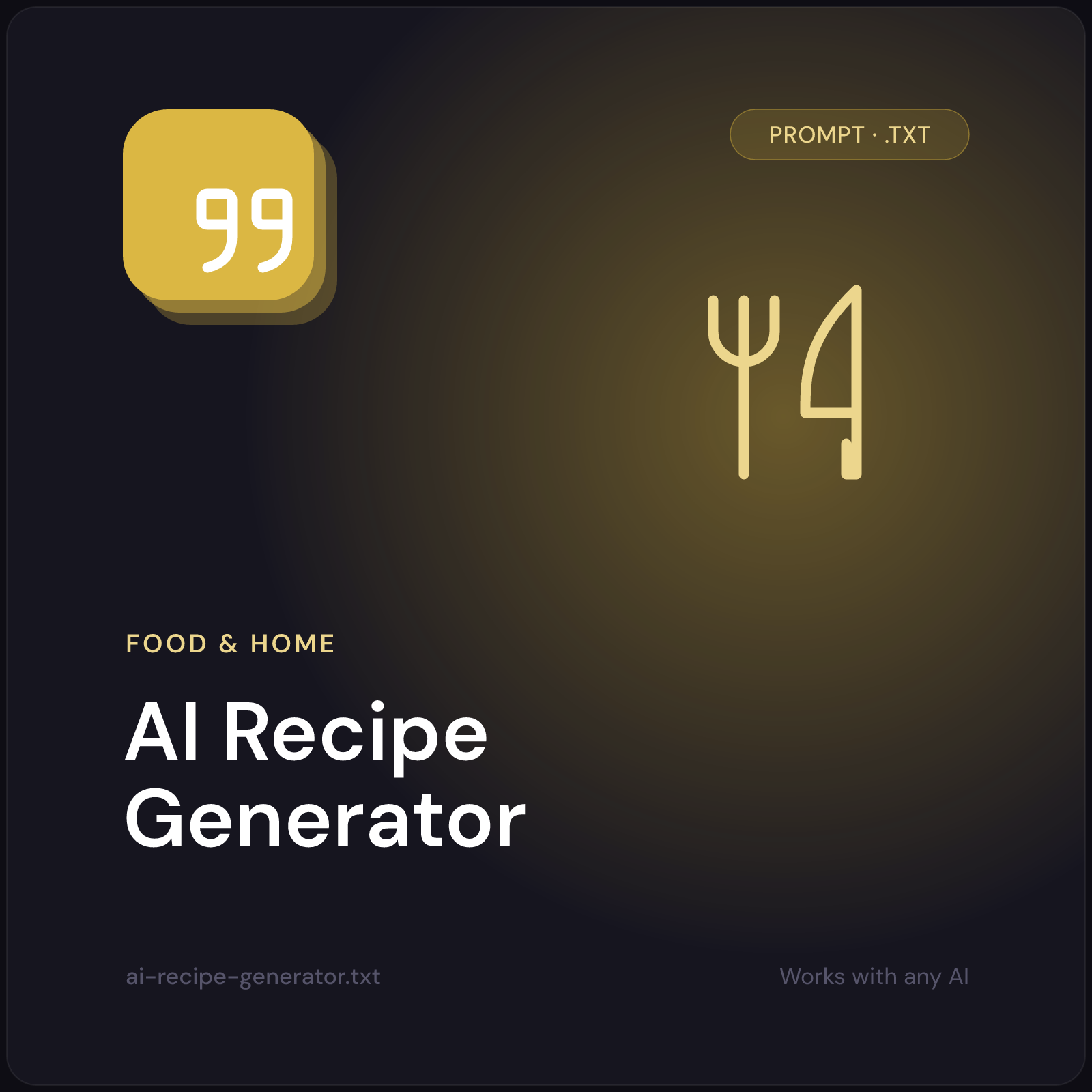 AI Recipe Generator prompt cover