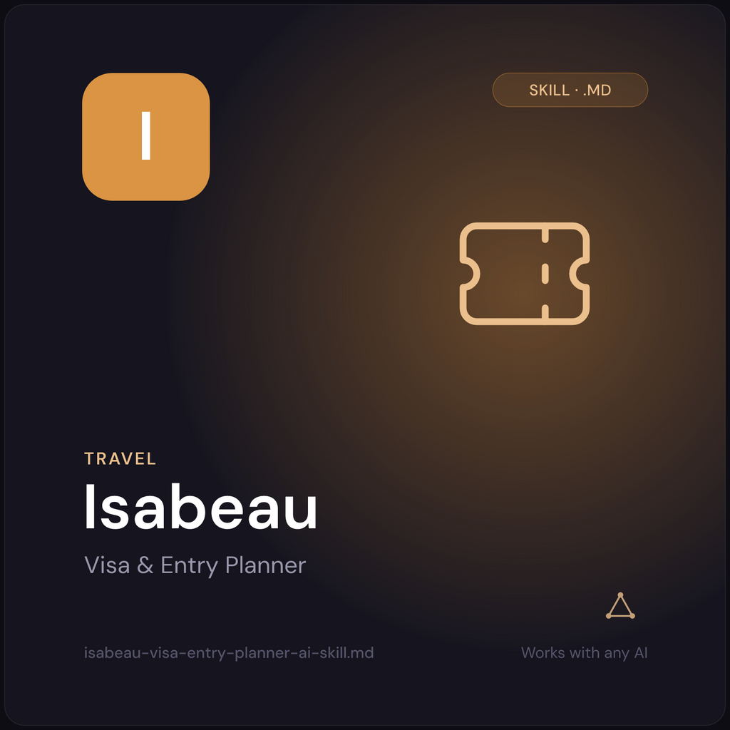 Isabeau — Visa & Entry Planner AI Skill cover
