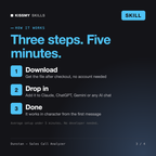 How the Dunstan - Sales Call Analyzer AI skill works in three steps: download, drop it into your AI chat, done