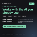 The Eamonn - Decision Making & Critical Thinking Coach AI skill works with Claude, ChatGPT, Gemini and any AI chat, 30-day money-back guarantee