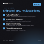 What's inside the Full Stack Developer AI agent: Full architecture, Production patterns, Deployment ready, Clean file structure