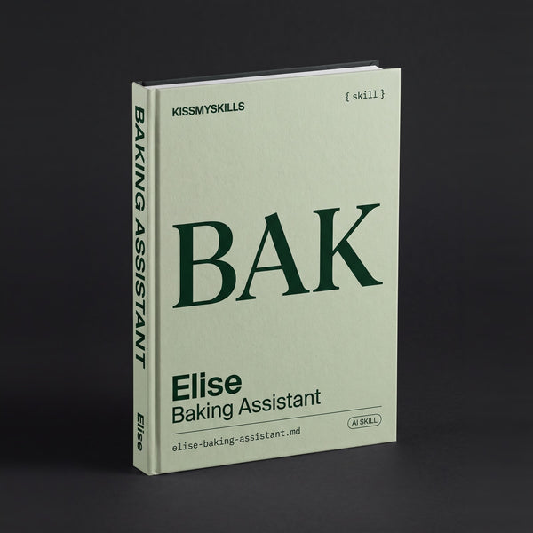 Baking Assistant Claude skill by KissMySkills, hardcover volume cover