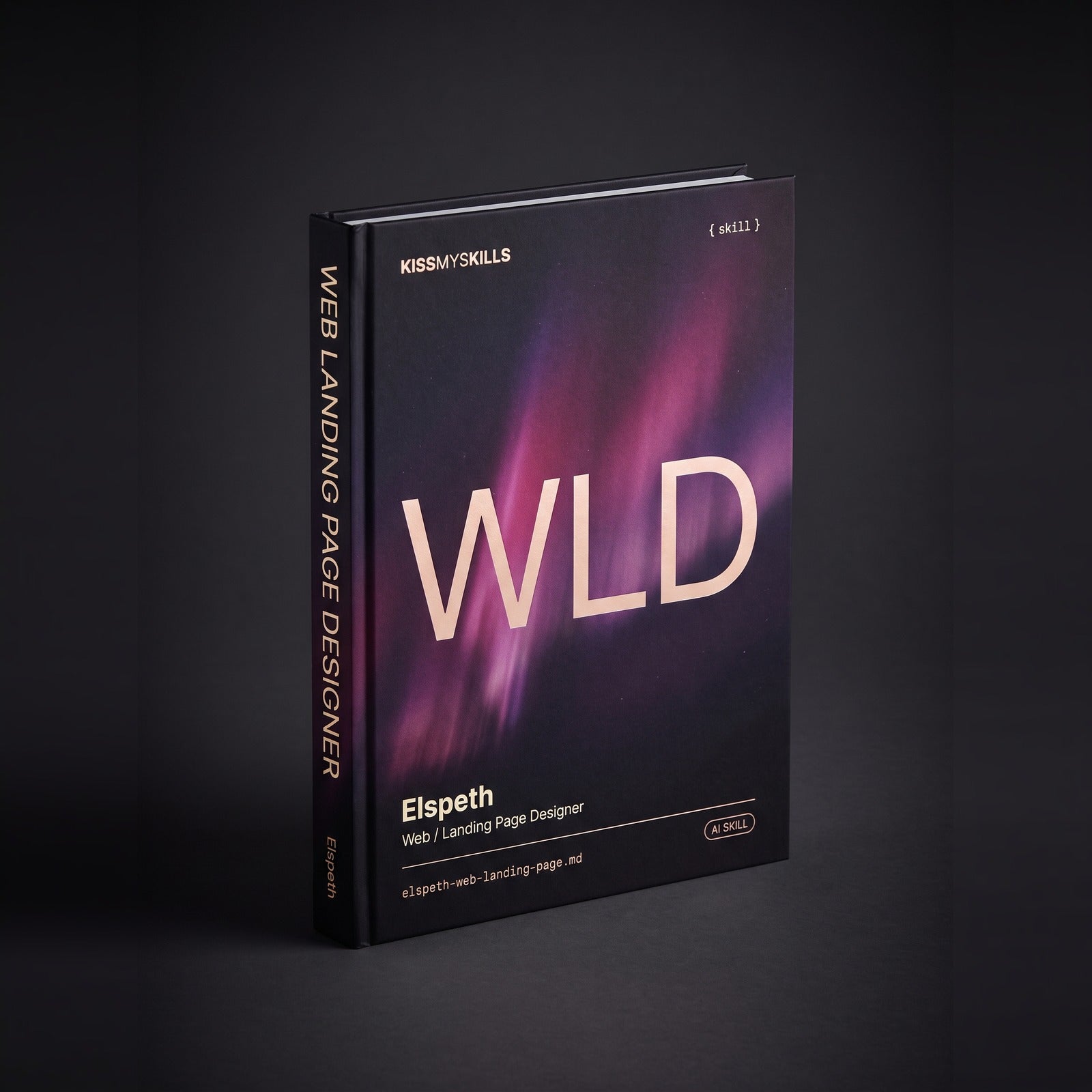 Web / Landing Page Designer Claude skill by KissMySkills, hardcover volume cover
