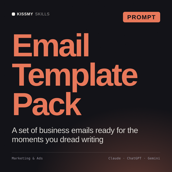 Email Template Pack AI prompt by KissMySkills, cover