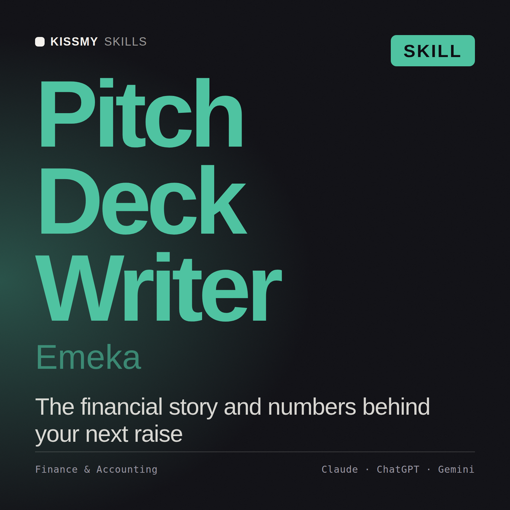 Pitch Deck Writer, Emeka AI skill by KissMySkills, cover