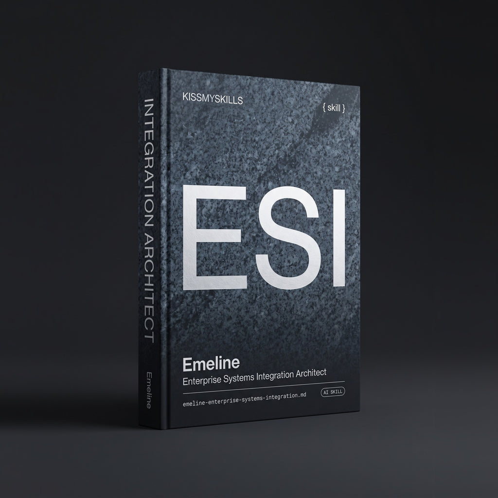 Emeline - Enterprise Systems Integration Architect Claude skill by KissMySkills, hardcover volume cover