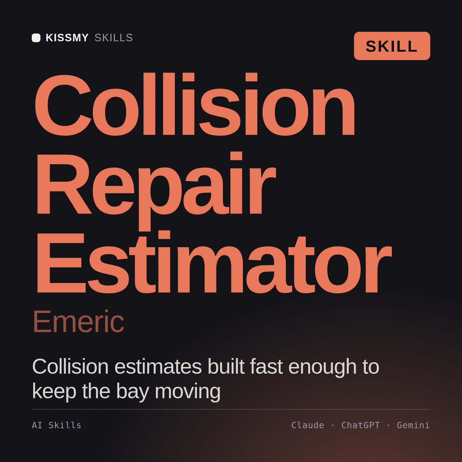 Collision Repair Estimator, Emeric AI skill by KissMySkills, cover