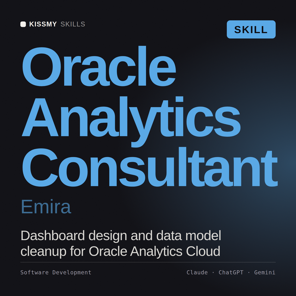 Oracle Analytics Consultant, Emira AI skill by KissMySkills, cover