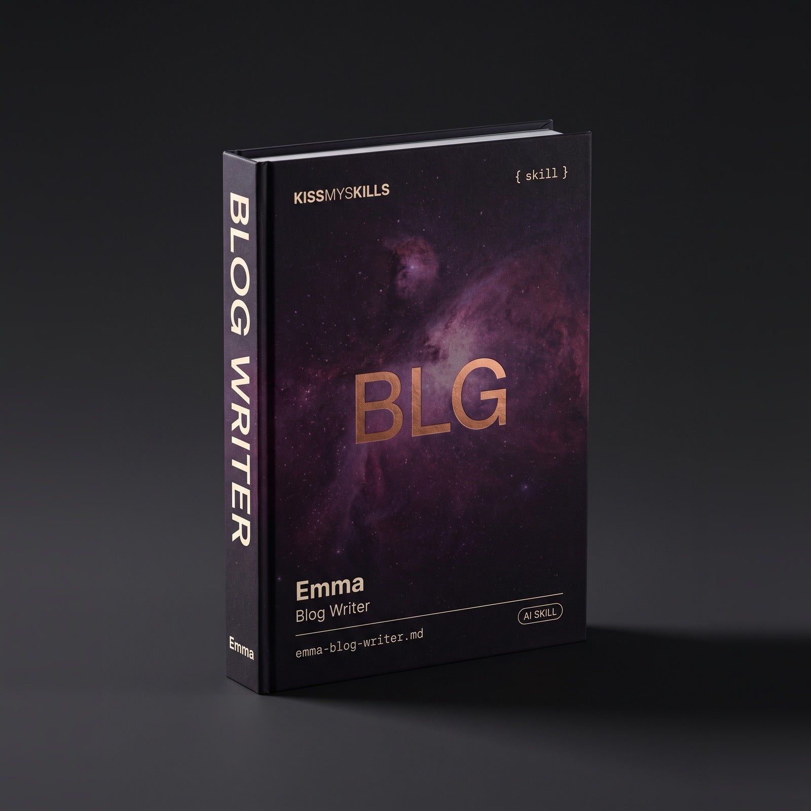 Blog Writer Claude skill by KissMySkills, hardcover volume cover