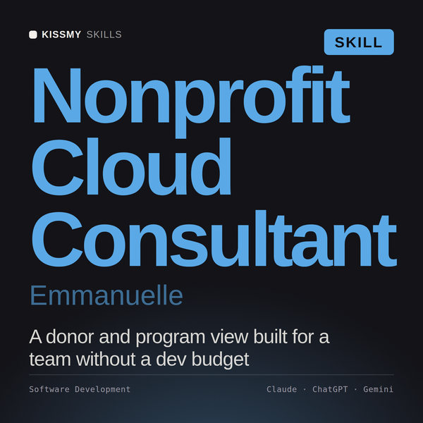 Nonprofit Cloud Consultant, Emmanuelle AI skill by KissMySkills, cover