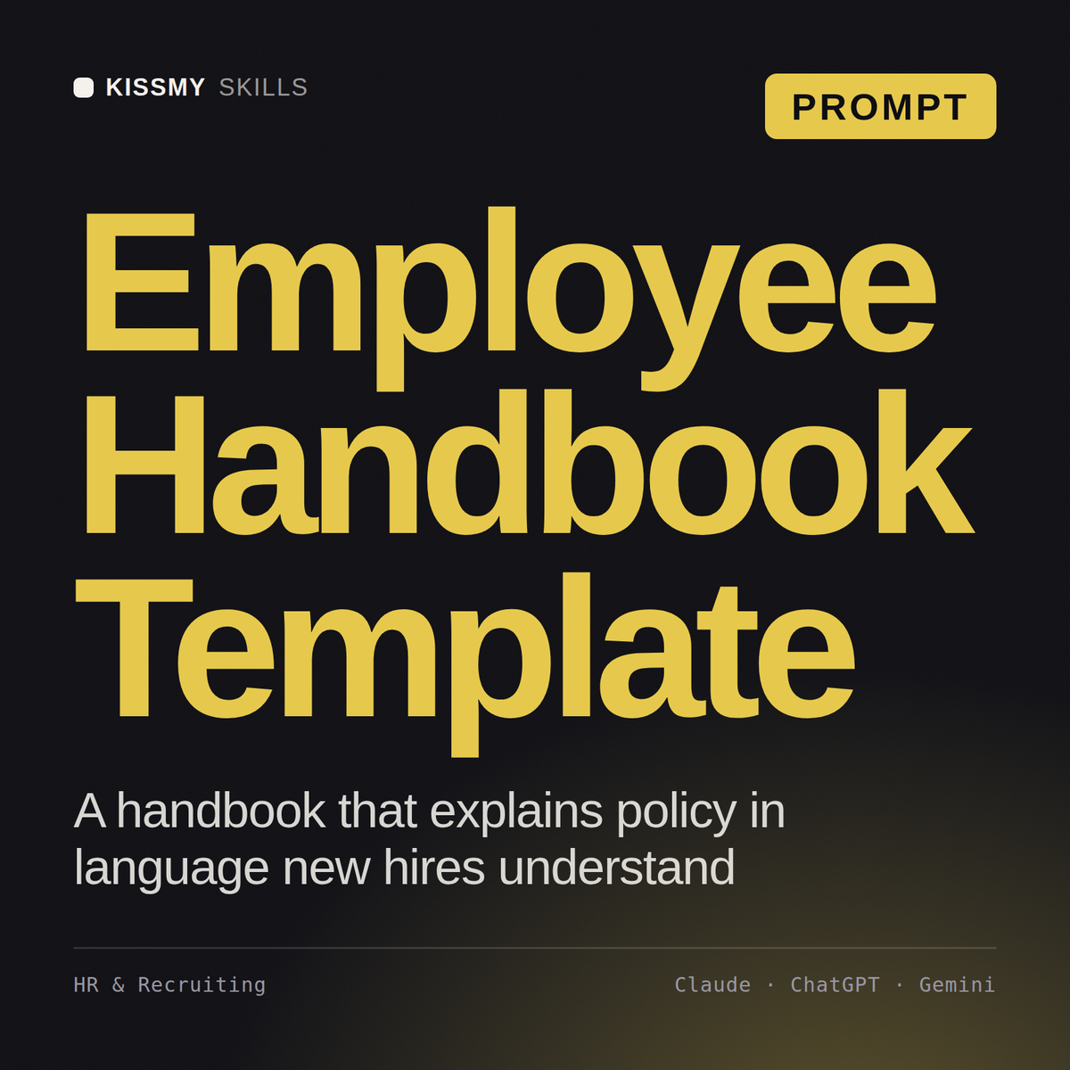 Employee Handbook Template AI prompt by KissMySkills, cover