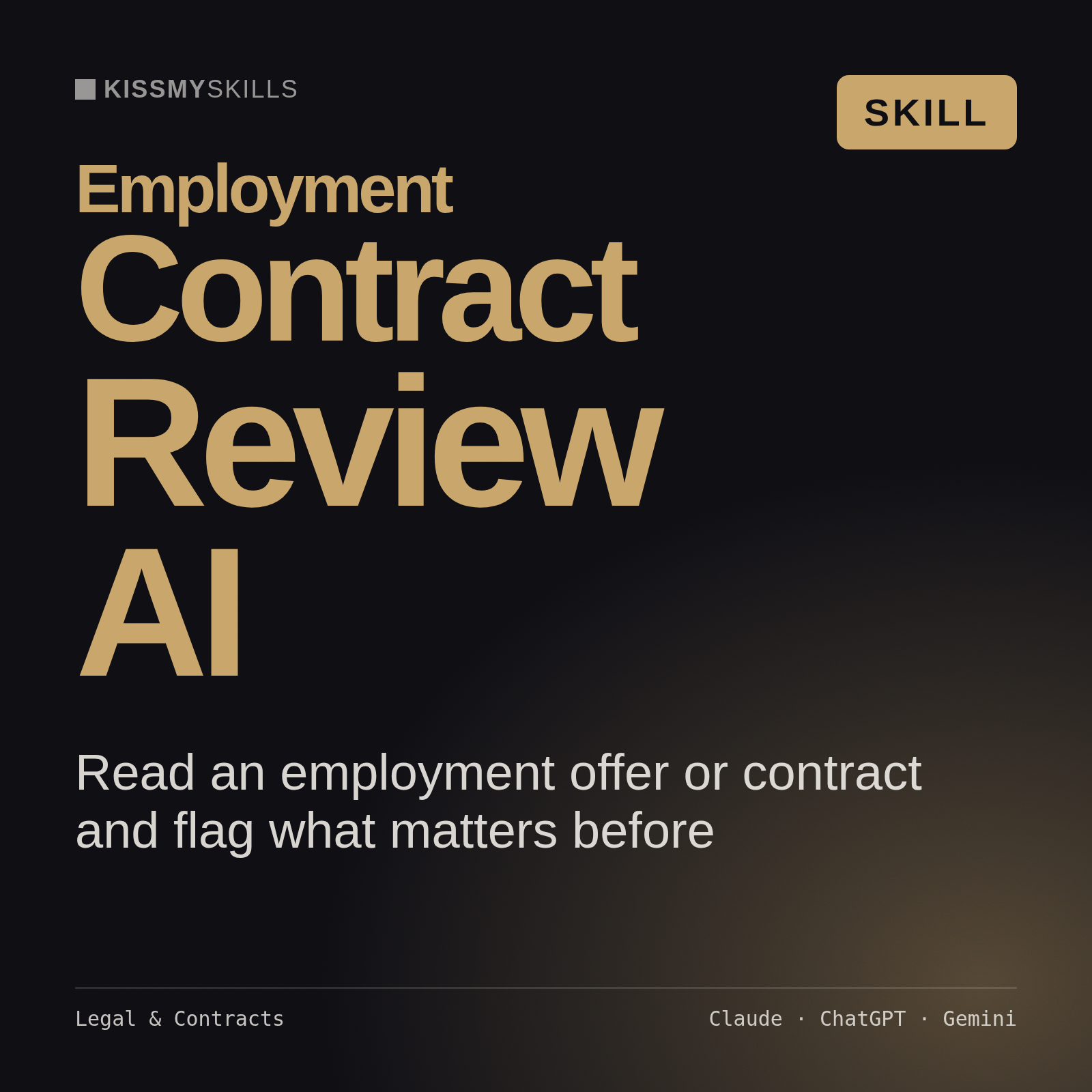 Employment Contract Review AI AI skill by KissMySkills, cover