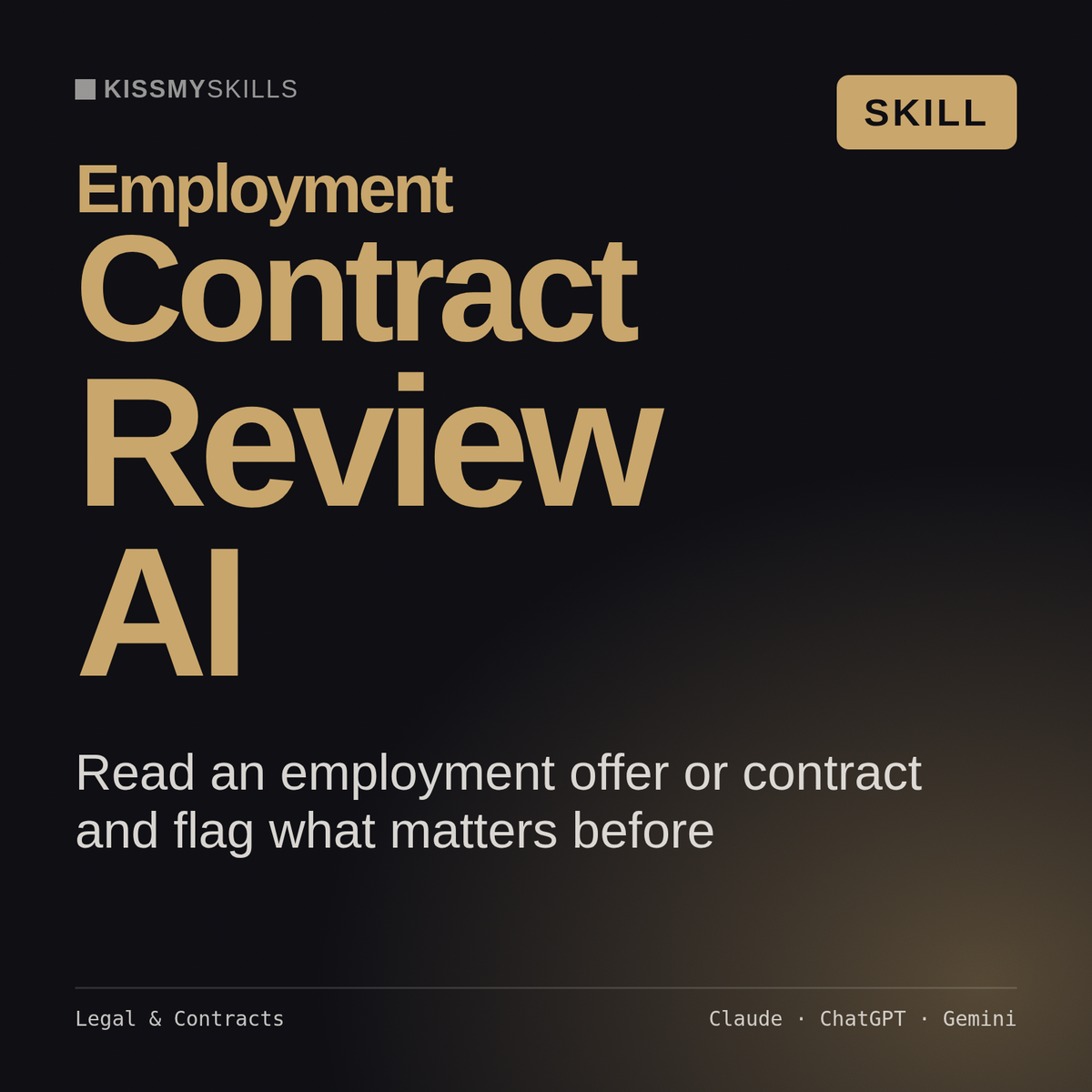 Employment Contract Review AI AI skill by KissMySkills, cover