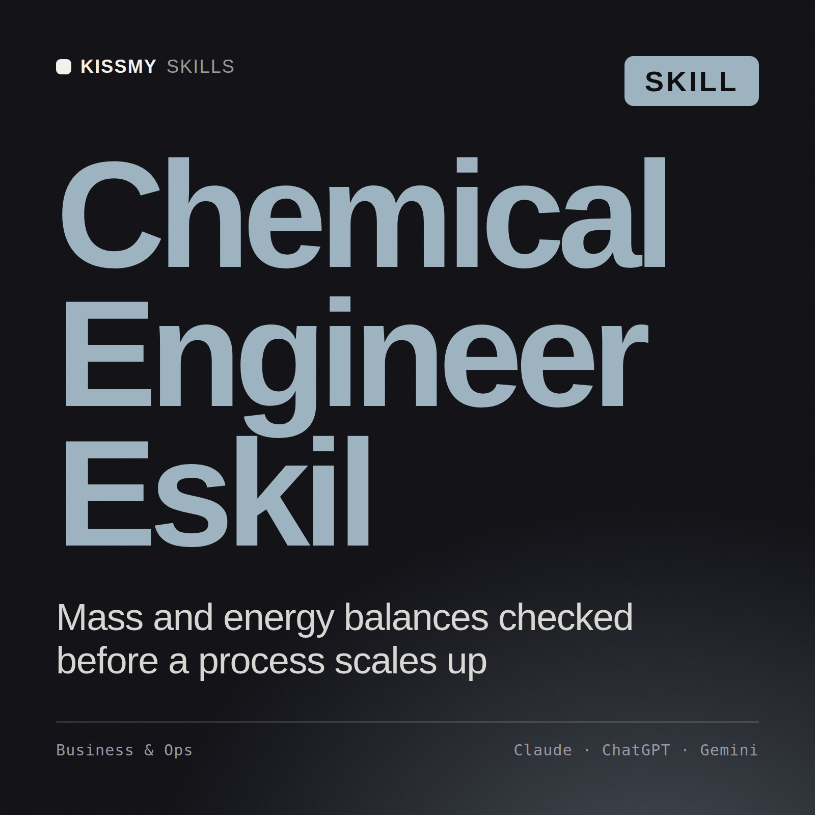 Chemical Engineer, Eskil AI skill by KissMySkills, cover