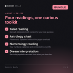 What's inside the Esoteric Bundle AI bundle: Tarot reading, Astrology chart, Numerology reading, Dream interpretation