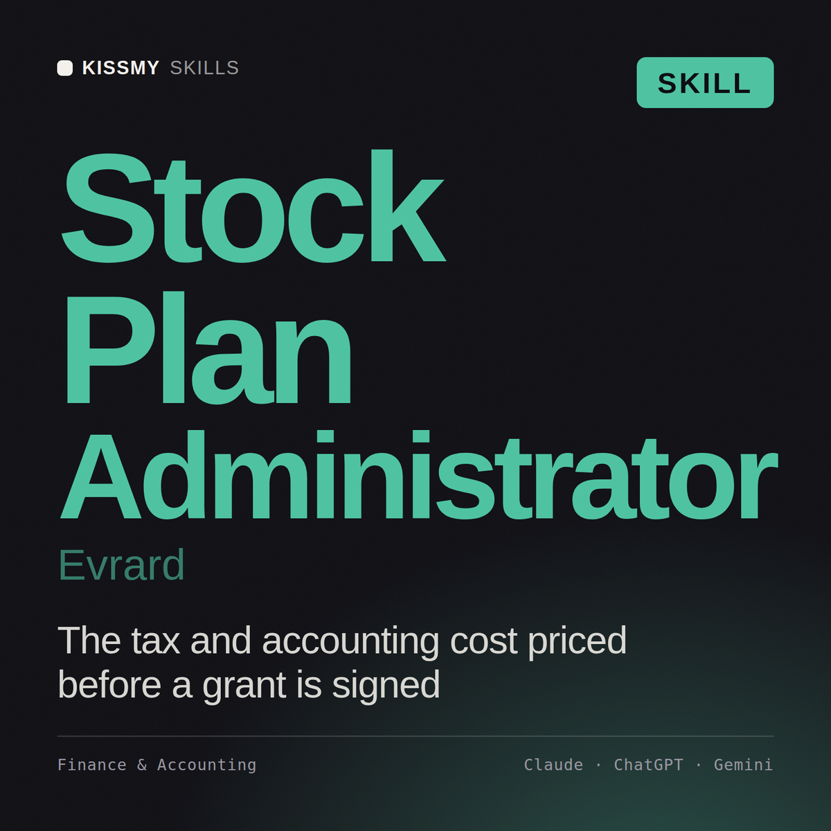 Stock Plan Administrator, Evrard AI skill by KissMySkills, cover
