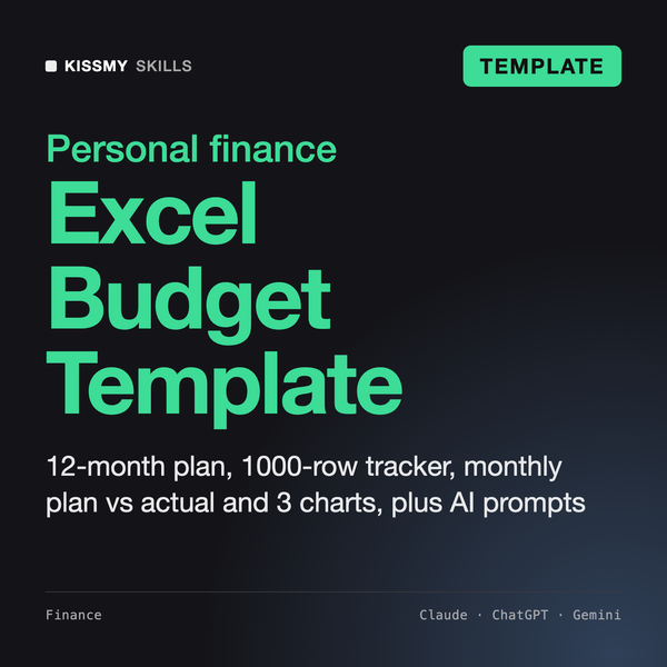 Excel Budget Template - Monthly and 12-Month Personal Budget by KissMySkills, cover