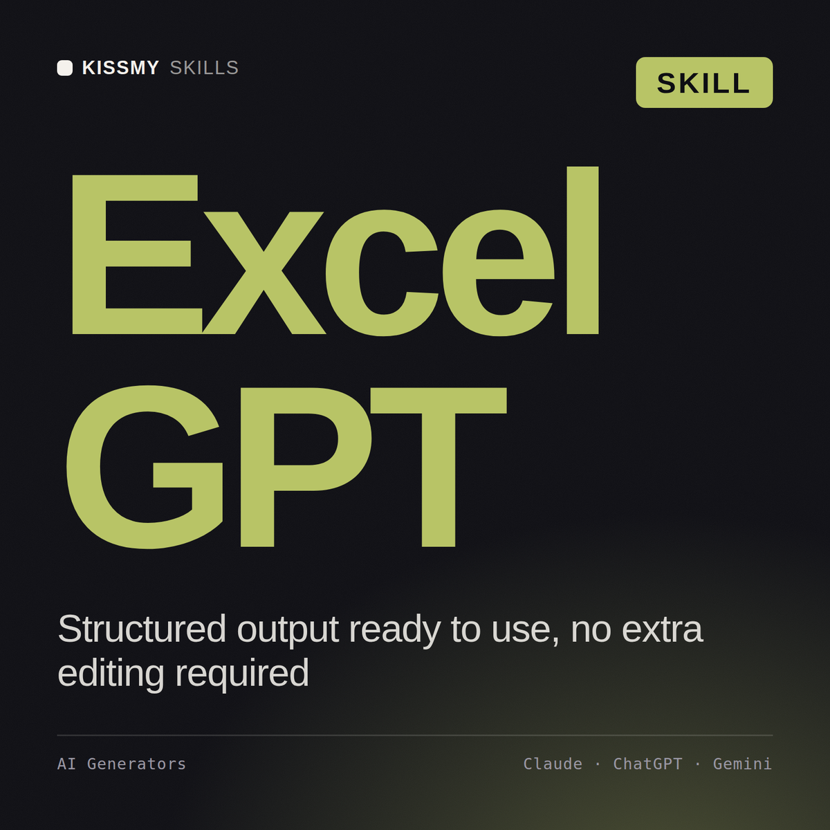 Excel GPT AI skill by KissMySkills, cover