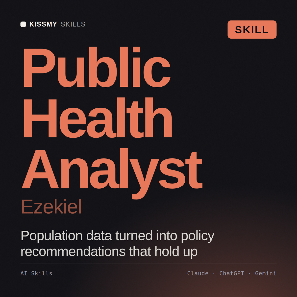 Public Health Analyst, Ezekiel AI skill by KissMySkills, cover