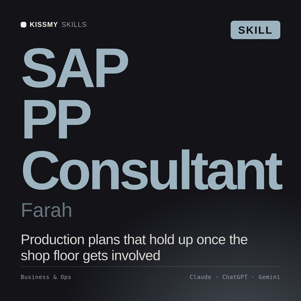 SAP PP Consultant, Farah AI skill by KissMySkills, cover