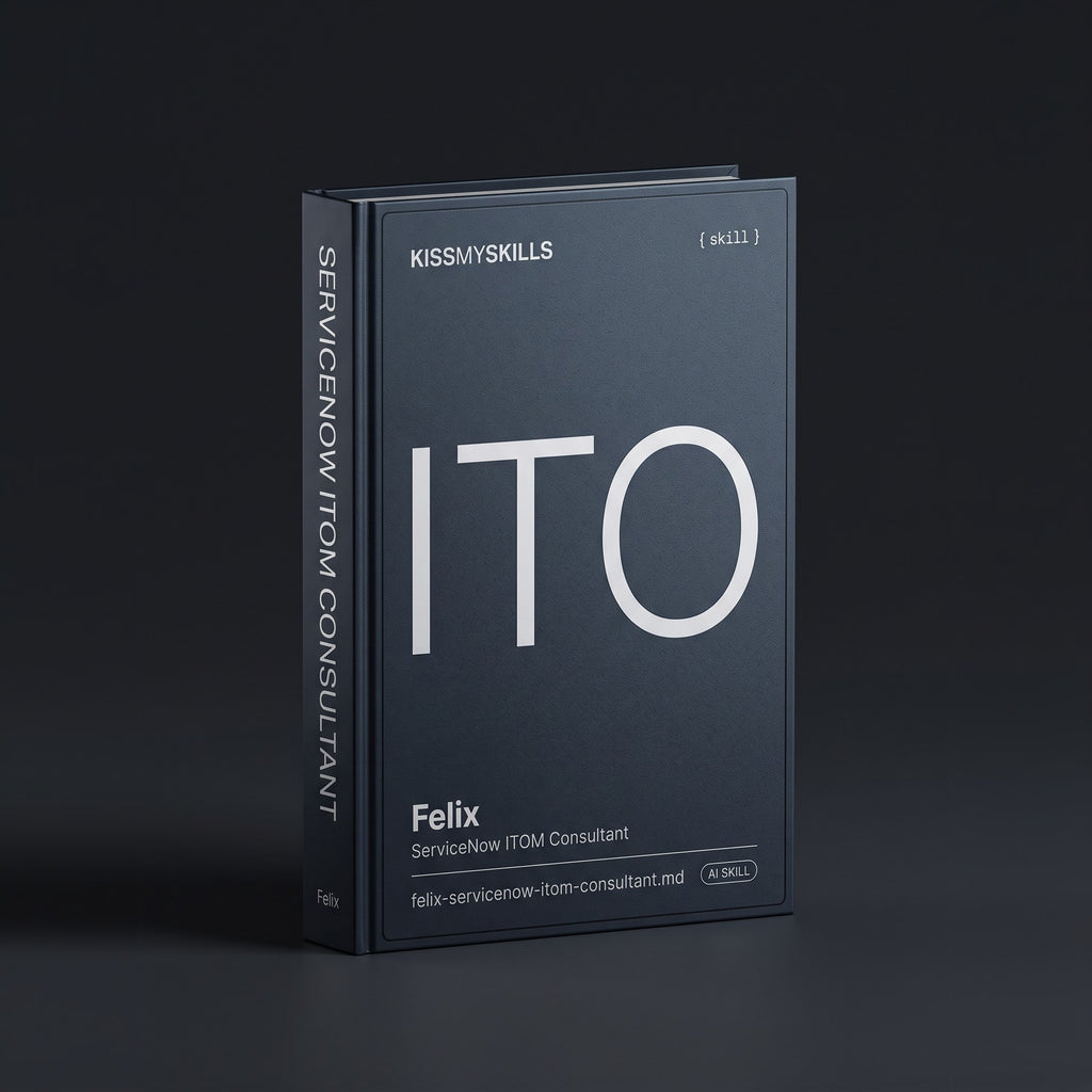 ServiceNow ITOM Consultant Claude skill by KissMySkills, hardcover volume cover