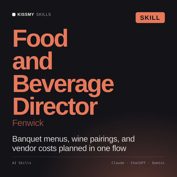 Food and Beverage Director, Fenwick AI skill by KissMySkills, cover