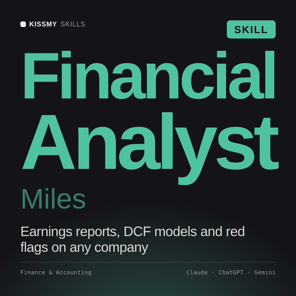 Financial Analyst, Miles AI skill by KissMySkills, cover