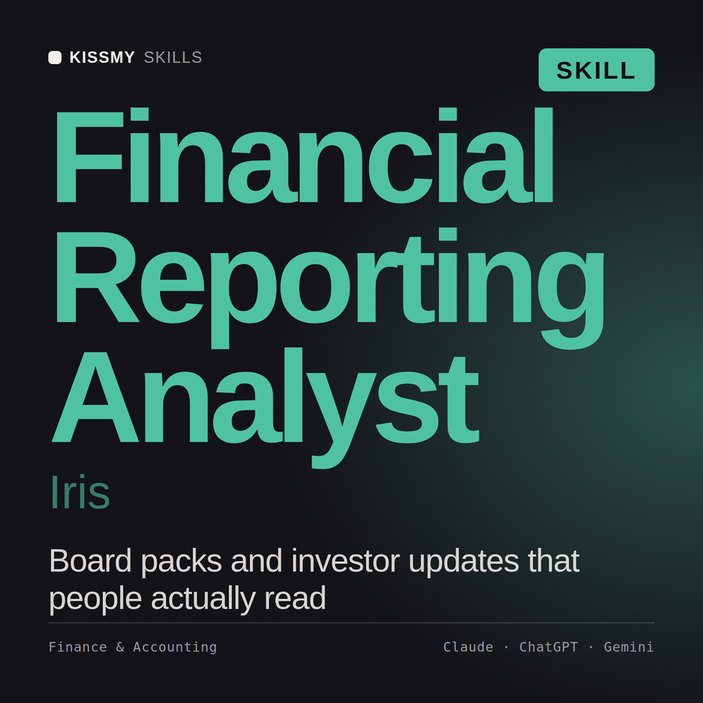Financial Reporting Analyst, Iris AI skill by KissMySkills, cover
