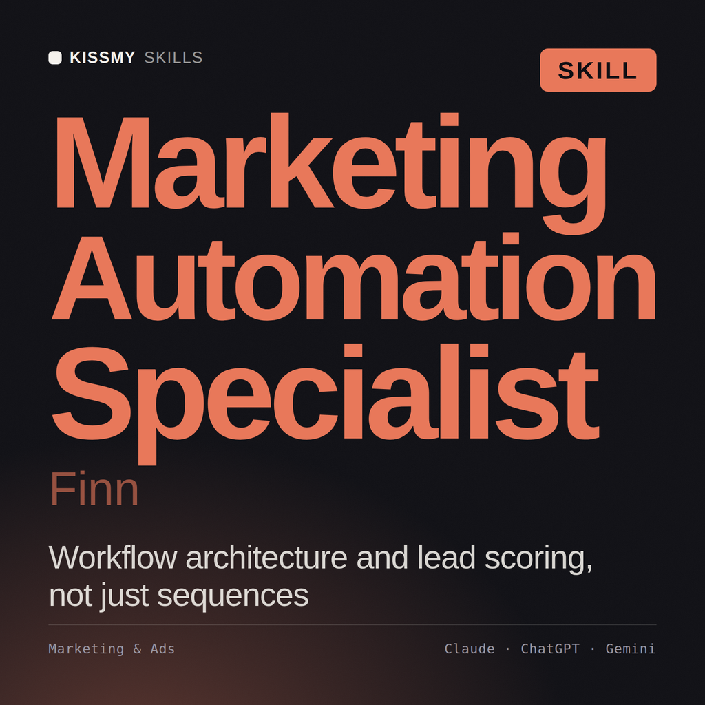 Marketing Automation Specialist, Finn AI skill by KissMySkills, cover
