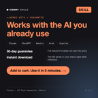 The Fintan - AI Text Humanizer Editor AI skill works with Claude, ChatGPT, Gemini and any AI chat, 30-day money-back guarantee