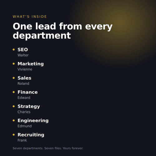 What is inside the Founder Stack: one lead agent from SEO, Marketing, Sales, Finance, Strategy, Engineering and Recruiting