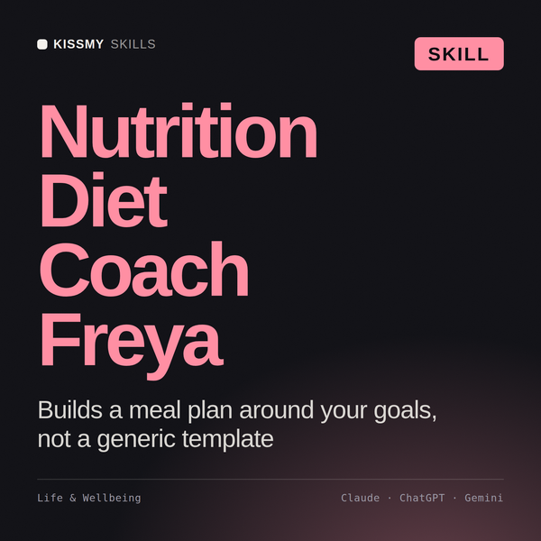 Nutrition Diet Coach, Freya AI skill by KissMySkills, cover