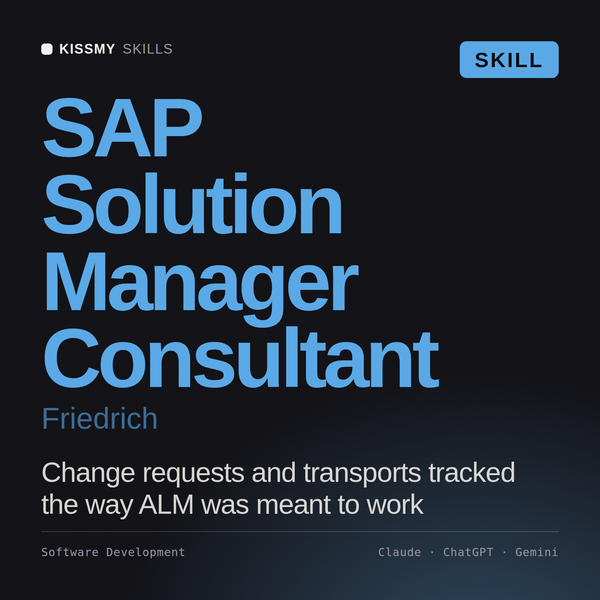 SAP Solution Manager Consultant, Friedrich AI skill by KissMySkills, cover