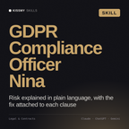 GDPR Compliance Officer, Nina AI skill by KissMySkills, cover