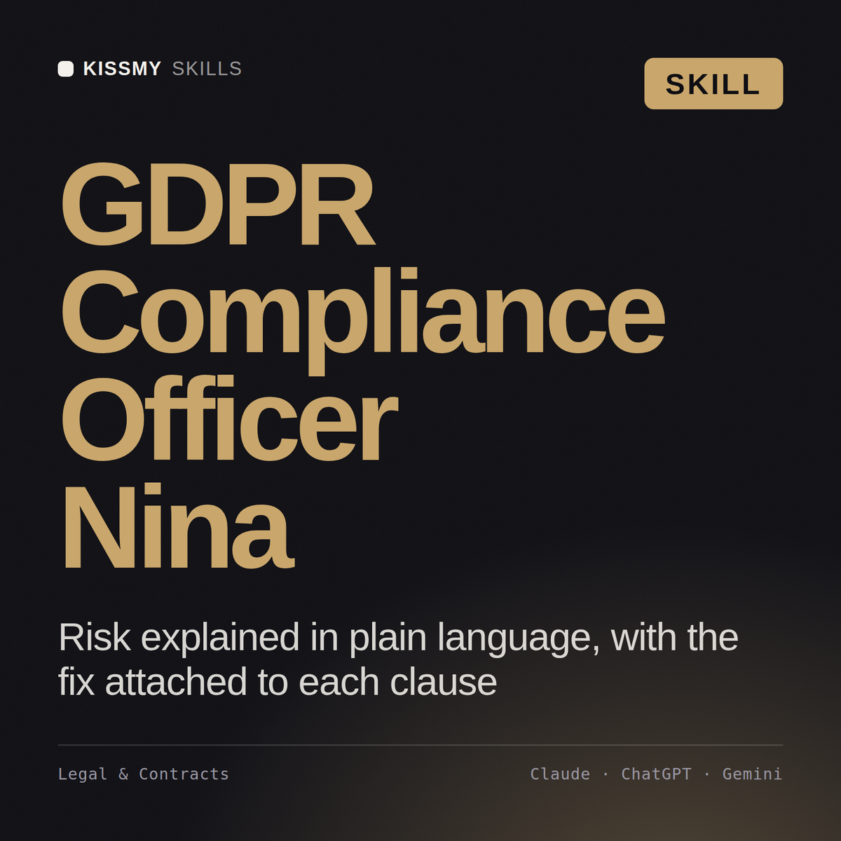 GDPR Compliance Officer, Nina AI skill by KissMySkills, cover