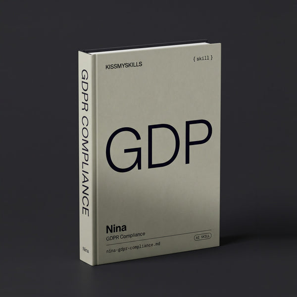 GDPR Compliance Claude skill by KissMySkills, hardcover volume cover
