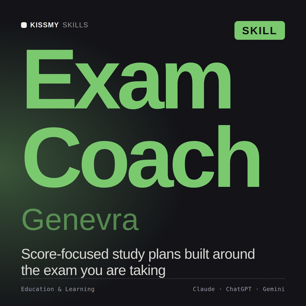 Exam Coach, Genevra AI skill by KissMySkills, cover