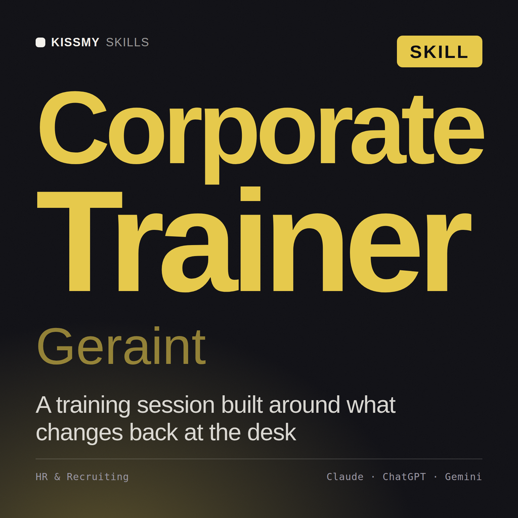 Corporate Trainer, Geraint AI skill by KissMySkills, cover