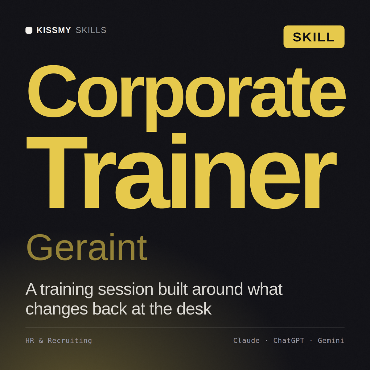 Corporate Trainer, Geraint AI skill by KissMySkills, cover