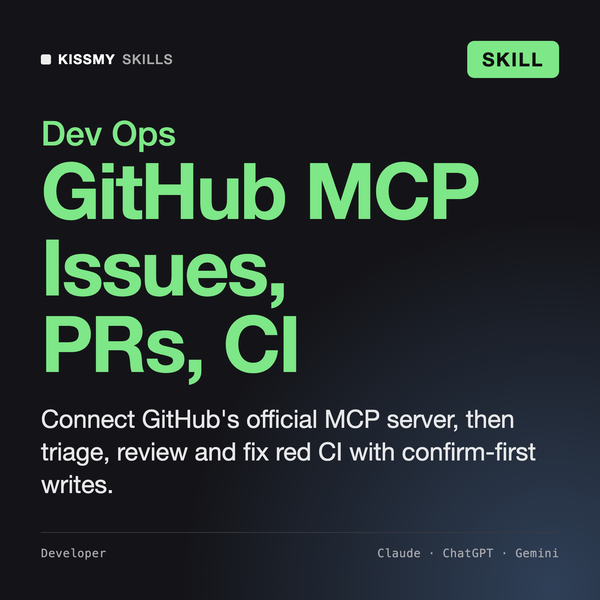 GitHub MCP Skill for Claude - Issues, PRs and CI by KissMySkills, cover
