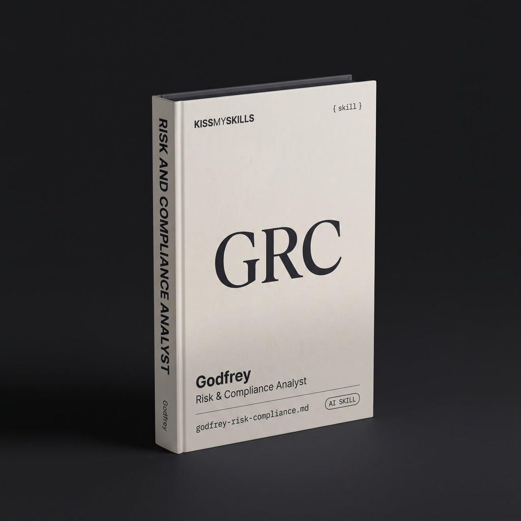 Risk & Compliance Analyst Claude skill by KissMySkills, hardcover volume cover