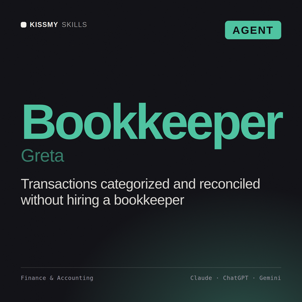 Bookkeeper, Greta AI agent by KissMySkills, cover