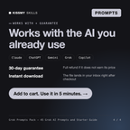 The Grok Prompts Pack - 45 Grok AI Prompts and Starter Guide works with Claude, ChatGPT, Gemini and any AI chat, 30-day money-back guarantee
