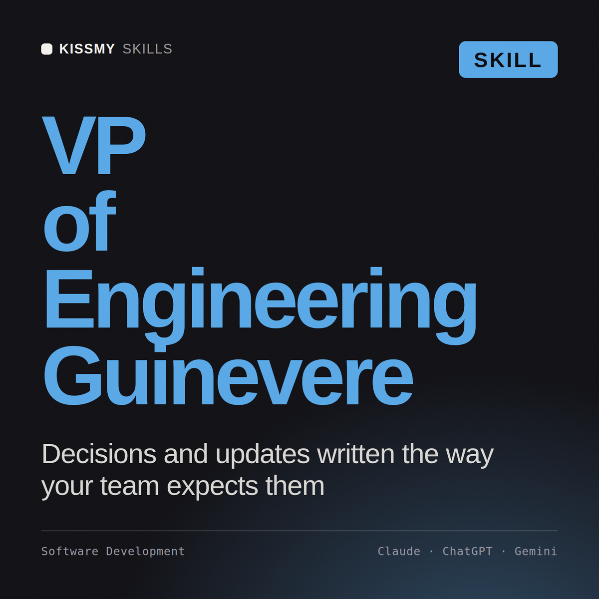 VP of Engineering, Guinevere AI skill by KissMySkills, cover