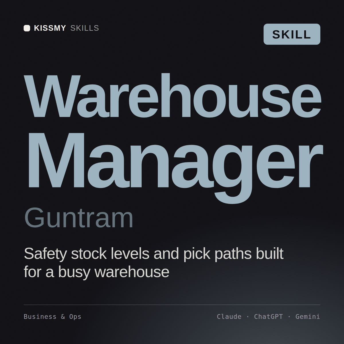 Warehouse Manager, Guntram AI skill by KissMySkills, cover