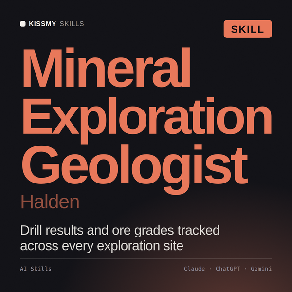 Mineral Exploration Geologist, Halden AI skill by KissMySkills, cover