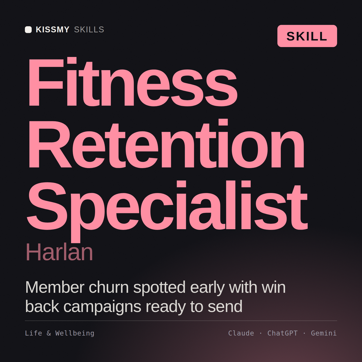 Fitness Retention Specialist, Harlan AI skill by KissMySkills, cover