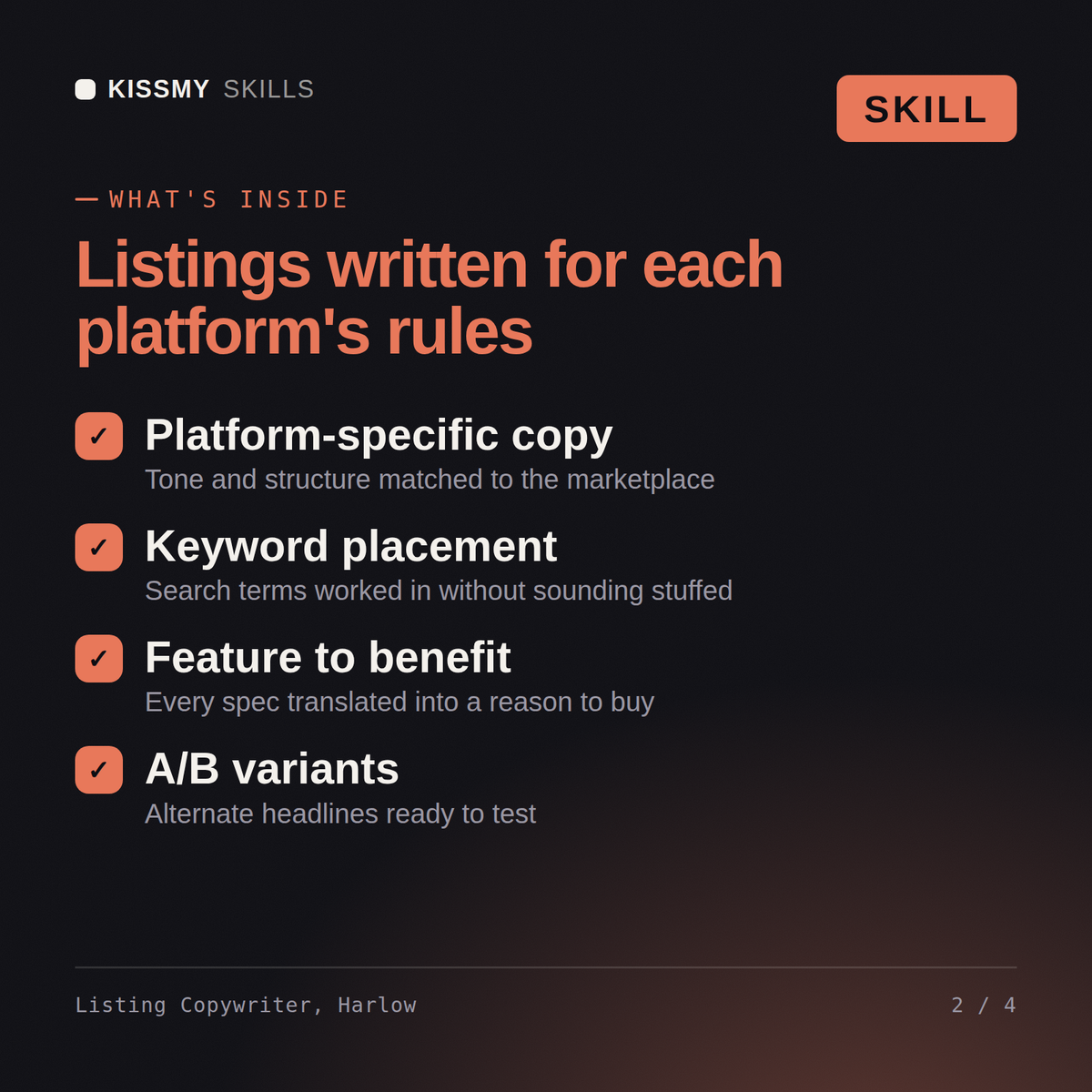 Harlow - Product Listing Copywriter AI Skill