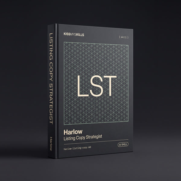 Listing Copy Strategist Claude skill by KissMySkills, hardcover volume cover