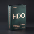 Healthcare Documentation prompts for Claude by KissMySkills, oxidised verdigris bronze cover with the monogram HDO